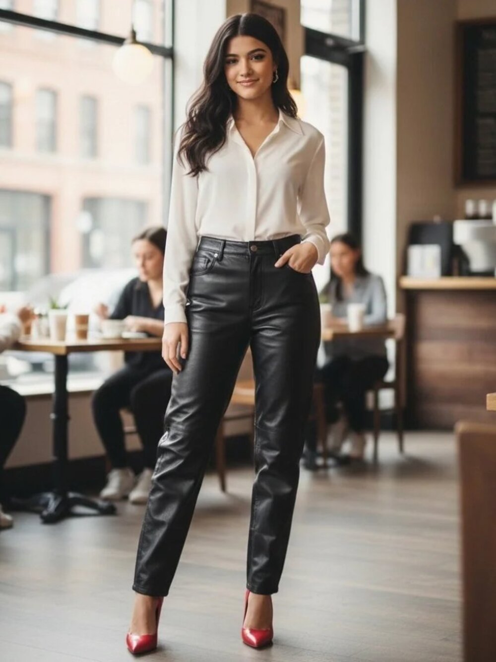 NWT Grey Lab High-Waisted Faux Leather Pants Women's Size large